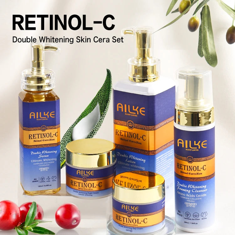 Fast Whitening Retinol Sets Cleanser Serum Body Lotion Day And Night Cream Dark Spot Ailke Skin Care Set