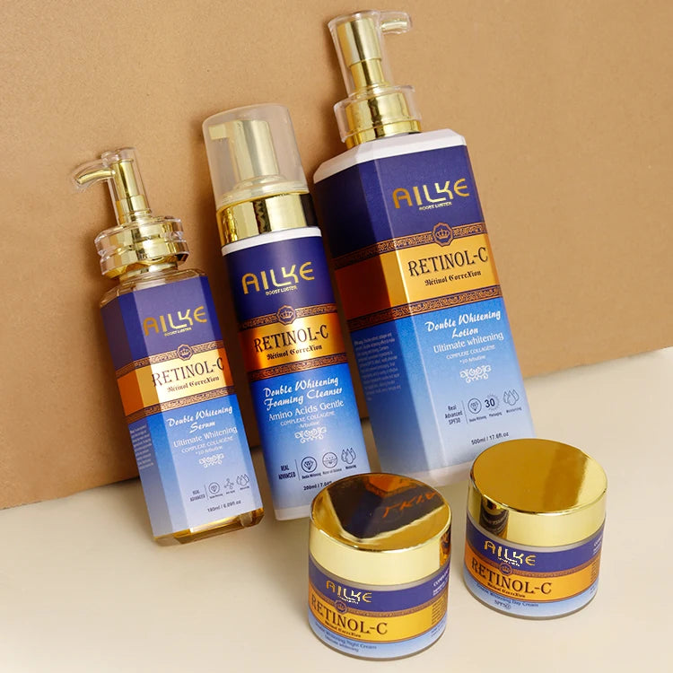 Fast Whitening Retinol Sets Cleanser Serum Body Lotion Day And Night Cream Dark Spot Ailke Skin Care Set